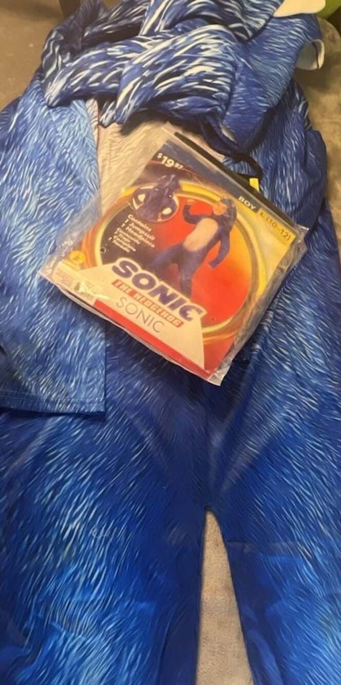 Disguise Sonic The Hedgehog Costume Size L (10-12) Boys Blue Jumpsuit